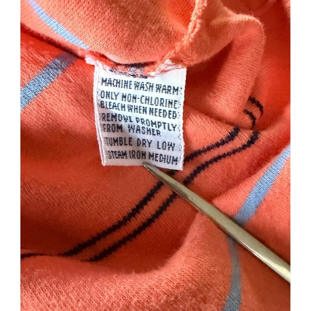Polo Ralph Lauren Mens Medium Orange Striped Short Sleeve Cotton Polo Golf Shirt